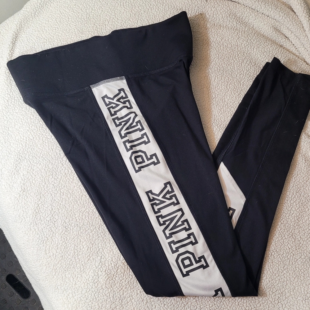 Victoria's Secret Black Leggings with White Accents
